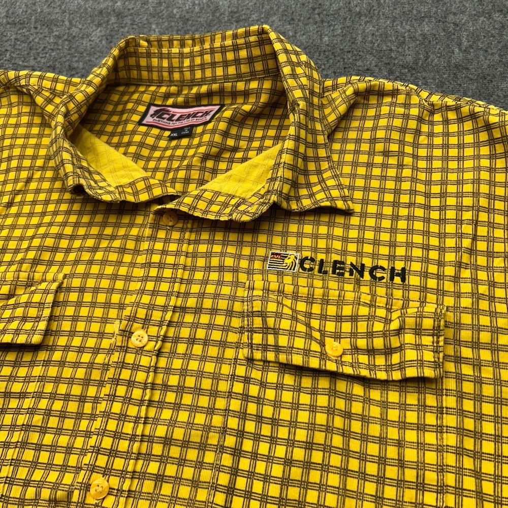 VTG Clench Shirt Mens XXL Y2K Skate Hip Hop Plaid Corduroy Button Long Sleeve